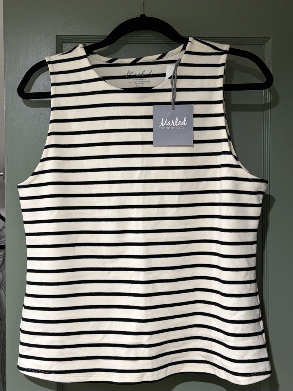 Marled Cream & Black Striped Sleeveless Tank